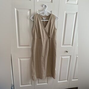 Talbots Linen-Blend Sleeveless Wrap Midi Dress